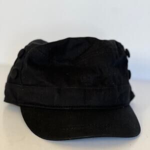 Ladies black Hat with brim & elastic in back for good fit